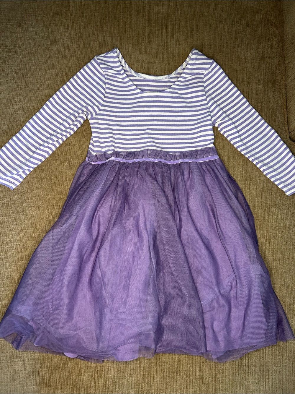Mini Boden Girls White & Purple Striped and Tulle skirt dress - Picture 5 of 5